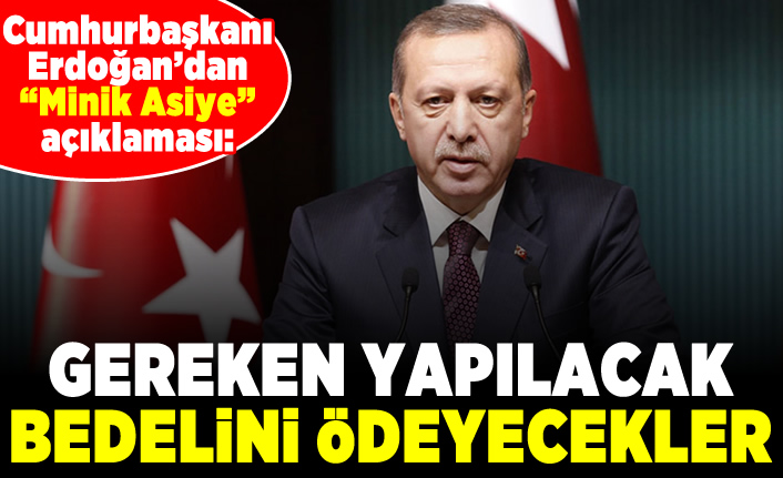 Cumhurbaşkanı Erdoğan'dan "Minik Asiye" açıklaması: Gereken yapılacak bedelini ödeyecekler!