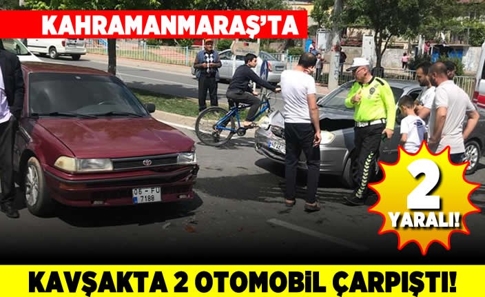 Kahramanmaraş'ta kavşakta 2 otomobil çarpıştı! 2 yaralı!
