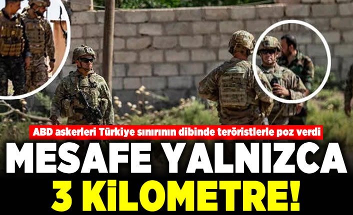 ABD askerleri Türkiye sınırının dibinde teröristlerle poz verdi! Mesafe yalnızca 3 kilometre!