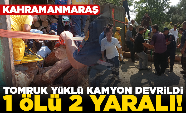 Kahramanmaraş'ta tomruk yüklü kamyon devrildi! 1 ölü 2 yaralı!