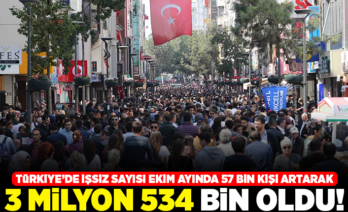 Türkiye'de işsiz sayısı Ekim ayında 57 bin kişi artarak 3 milyon 534 bin oldu!